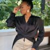 Black Satin Blouse