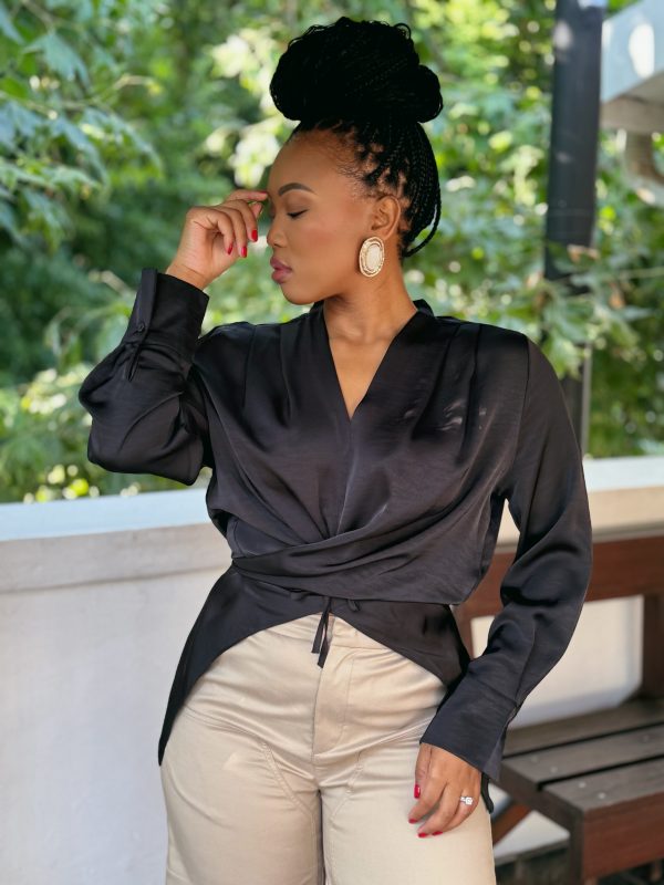 Black Satin Blouse