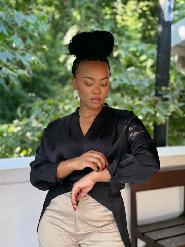 Black Satin Blouse