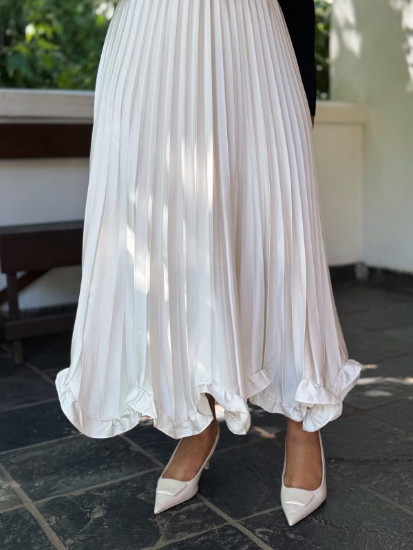 Pleated Cream Skirt